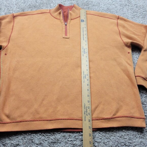 Tommy Bahama Sweater Mens XL Orange Reversible 1/4 Zip - Picture 3 of 9